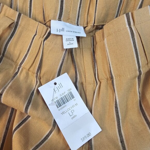 J. Jill Linen Stretch Paper Bag Waist Pants LP Wide Leg Crop Pull On Coastal - Picture 4 of 11